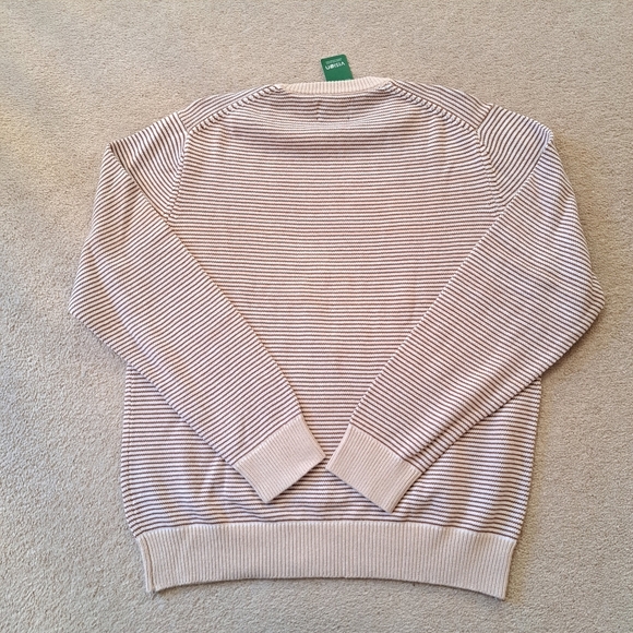 Simons | Le31 Crewneck Striped Sweater Mens XL Beige Tan Cotton Long Sleeved - Picture 9 of 10